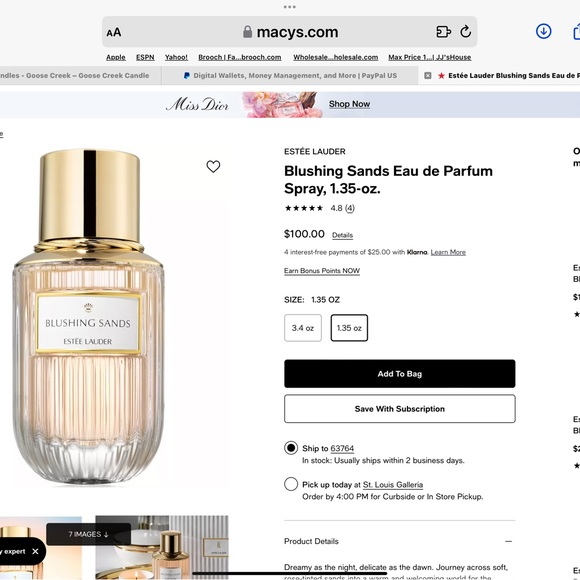 Brand new. Just bought!Estée Lauder Blushing Sands Perfume 1.35 oz. - Picture 2 of 3